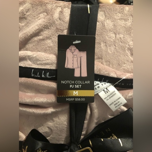 Nicole Miller New York plush mauve notch collar 2pc loungewear pajama set size M - Picture 4 of 13